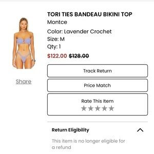 Montce Lavender Crochet Bandeau Bikini Top